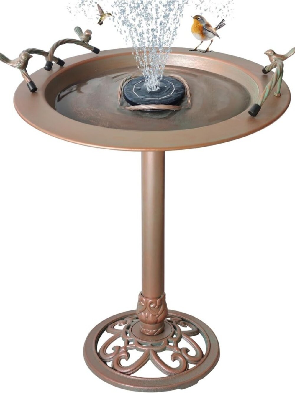 BSTGIFTS Metal Bird Bath - Iron Birdbath 28.5" H, Bird Bath for Water Fountain
